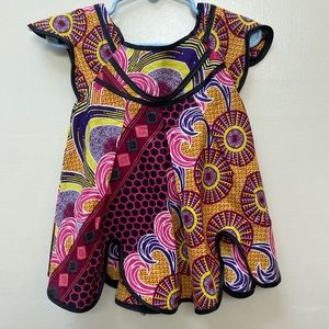 Traditional 2 Pcs African Dress Baby Girl Size 2/3T Handmade Unique Bold Pattern